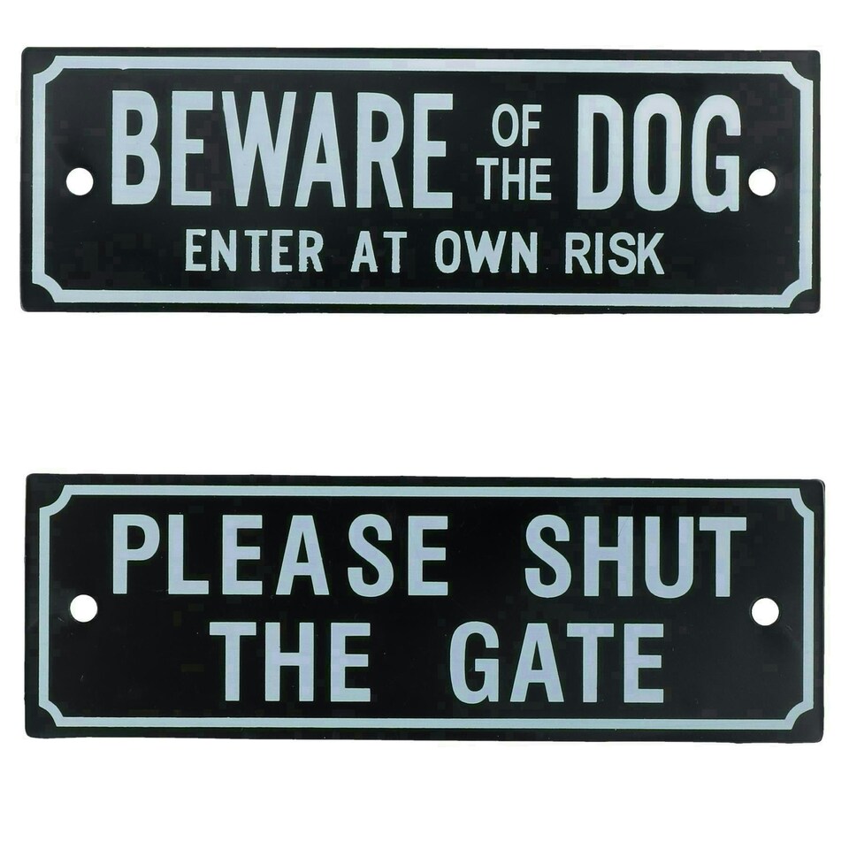 image 1 of Two Garden Gate Signs - 'Beware of Dog' & 'Shut the Gate' Dog Warning SIgn