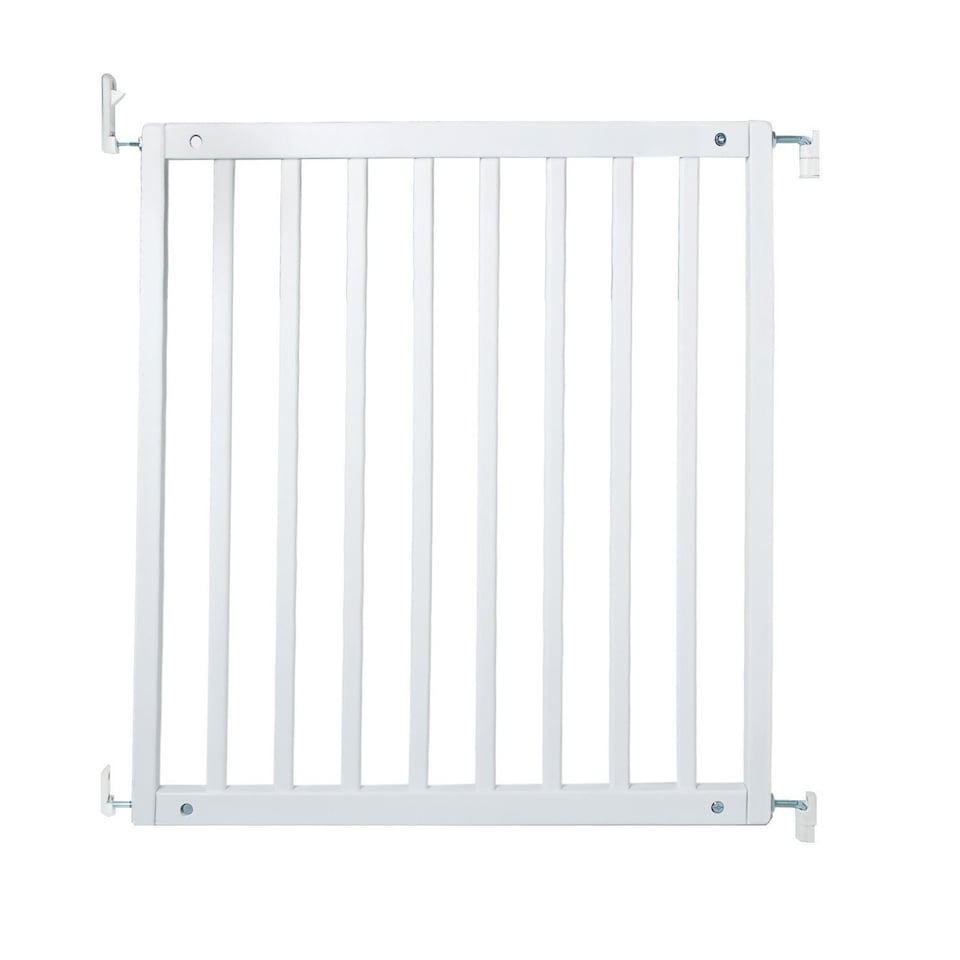 image 1 of Safetots Simply Secure Wooden Gate, 72cm - 79cm, White, Wooden Stair Gate, Screw Fit Baby Gate, Safety Barrier