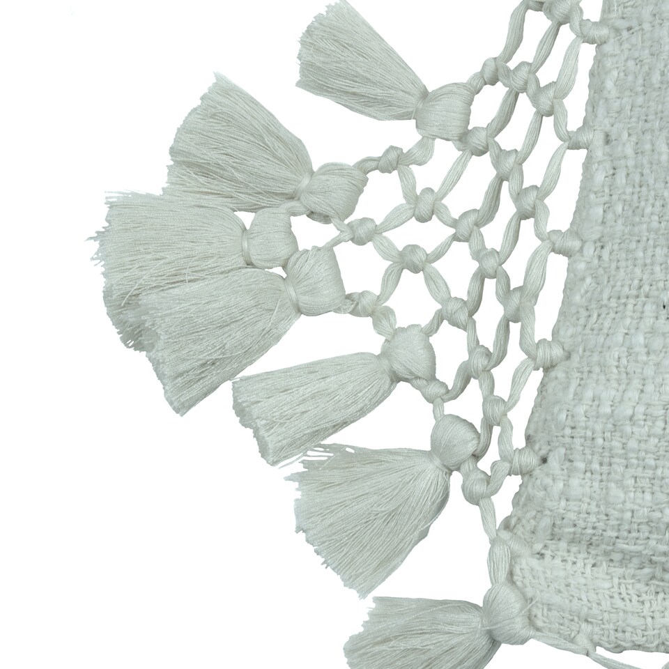 image 1 of Yard Anko Macramé Tassel Cushion, Eucalyptus, 45 x 45cm