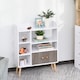 image 2 of HOMCOM Bookcase, Freestanding Book Shelf with Storage Cabinet, 6 Shelves and Wood Legs for Home Office Display, White and Grey, 24D x 71.8W x 90.8H cm