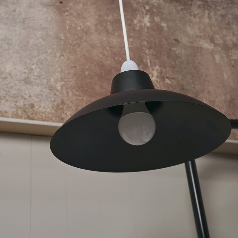 image 1 of ValueLights Civic Metro Black Ceiling Pendant Shade & Bulb | Black