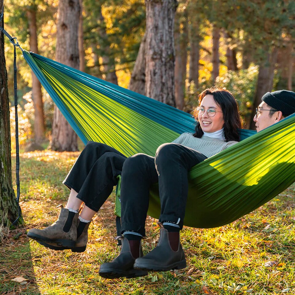 image 1 of DoubleNest Hammock - Lightweight Durable Portable Camping Hammock | Grey | Light Grey