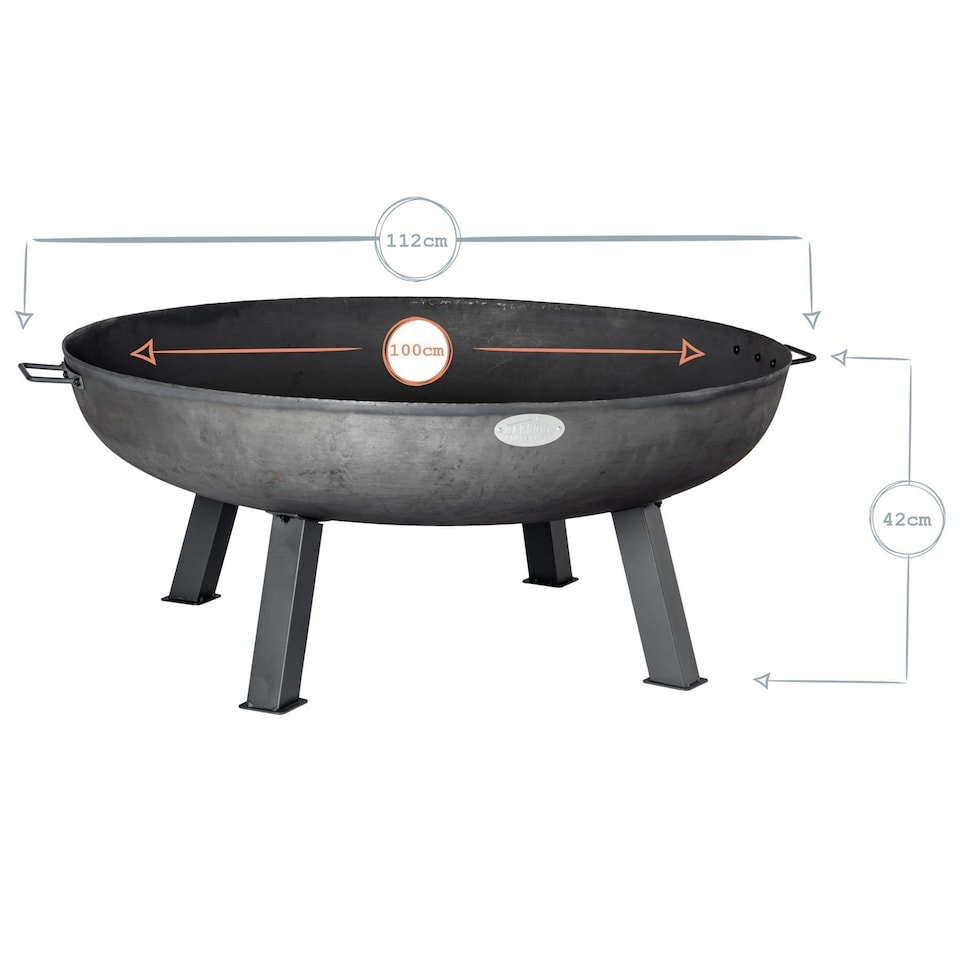 image 1 of Harbour Housewares Cast Iron Garden Fire Pit - 100cm - Grey