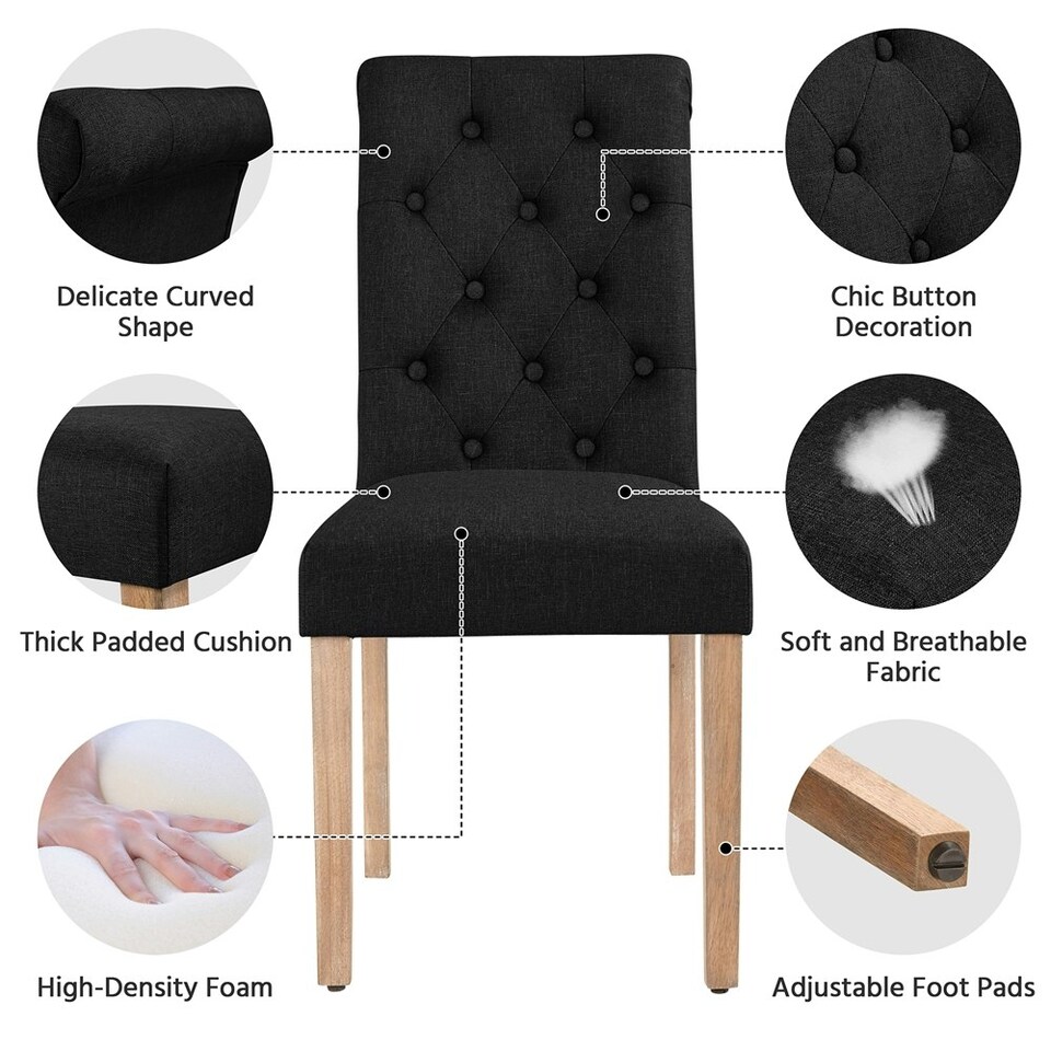 image 1 of Yaheetech Set of 2 Classic PU Leather Dining Chairs Black