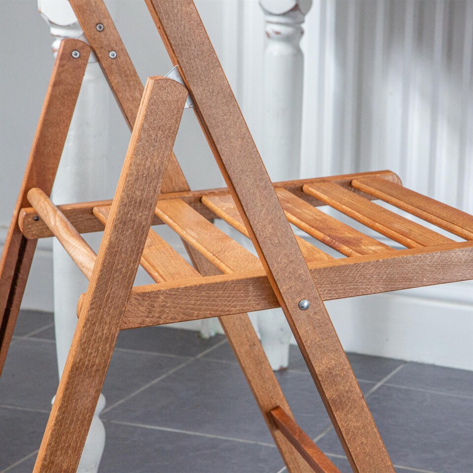 image 1 of Harbour Housewares Beech Wood Folding Chairs - Walnut - Pack of 2 | Brown | Walnut