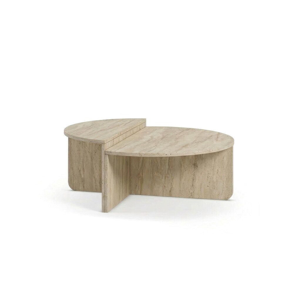 image 1 of Decortie Aloeva 2-Piece Coffee Table Set Travertine