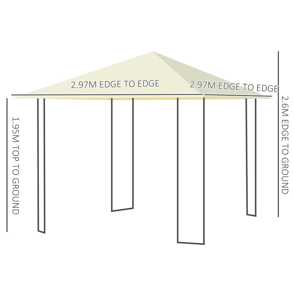 image 1 of Outsunny Garden Gazebo Awning Tent Marquee Water Resistant Steel Cream 3mx3m