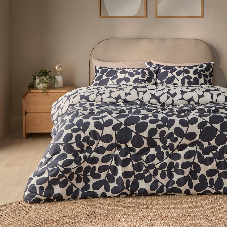 image 1 of Silentnight Coverless 10.5 Tog Duvet and Pillowcase Set, Leaf Print Blue | Double