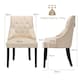 image 2 of COSTWAY Button-Tufted Dining Chair Upholstered Side Chair Cream