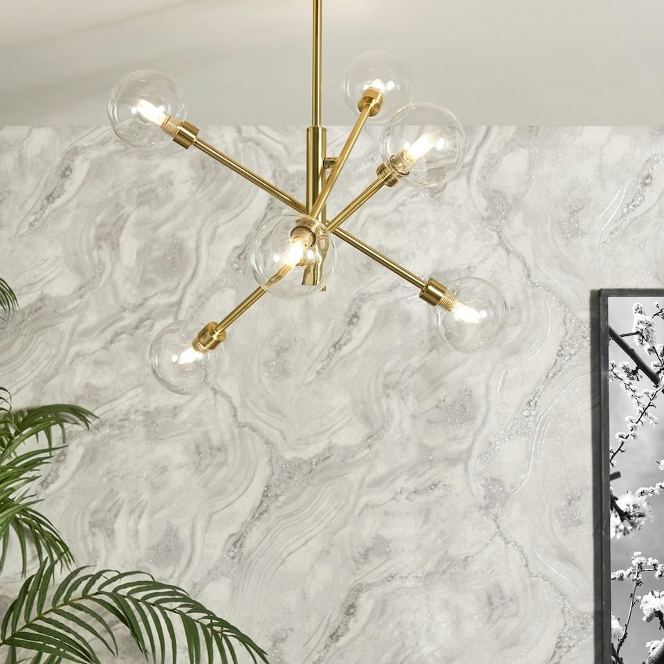 image 1 of World Of Wallpaper Luxe Collection Mineral Effect Vinyl Textured Wallpaper - Silver/Grey - 10m x 0.5m Silver
