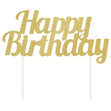 Creative Party Glitter Happy Birthday Cake Topper - Gold - One Size