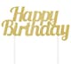 image 1 of Creative Party Glitter Happy Birthday Cake Topper - Gold - One Size