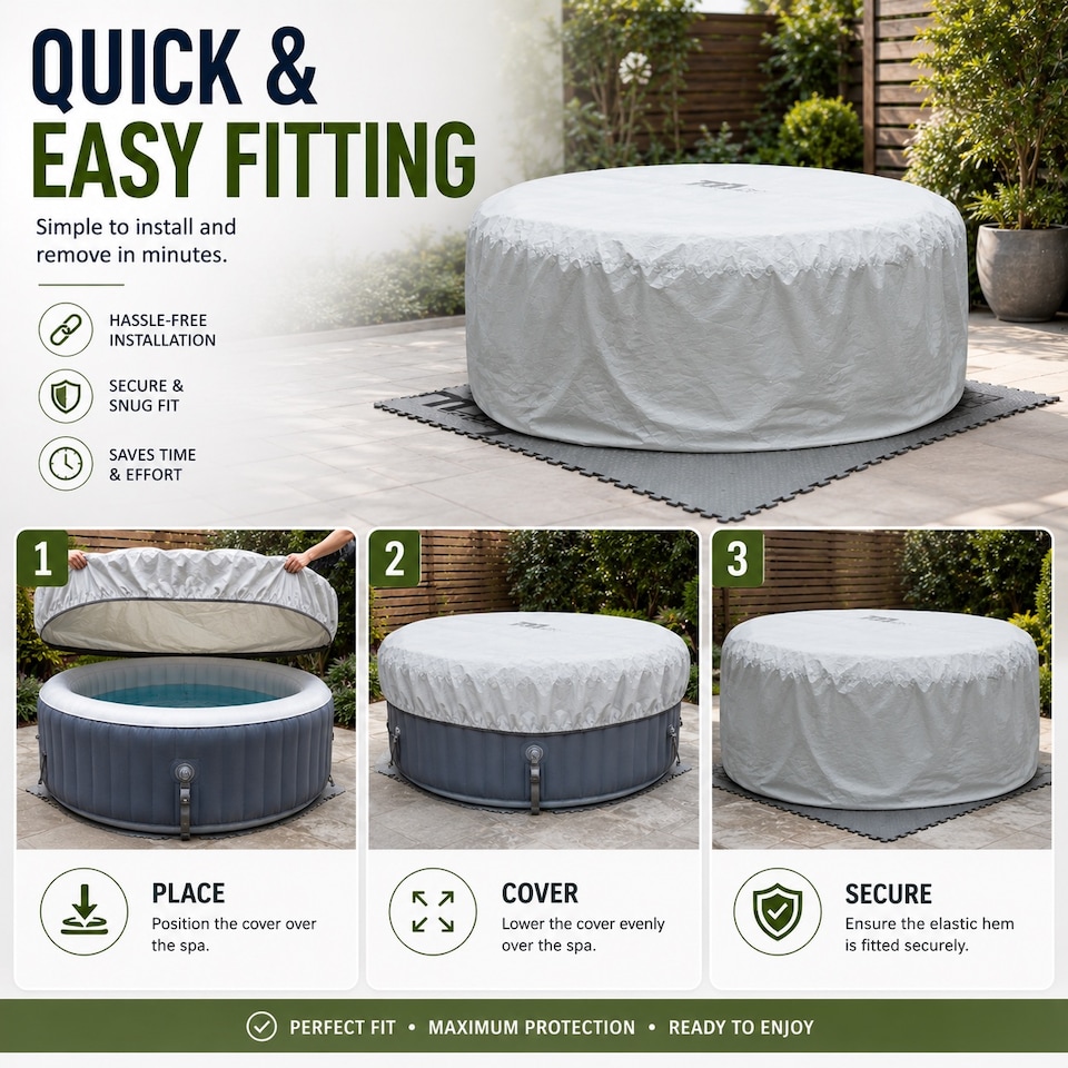 image 1 of Hot Tub Spa 4 Person Hot Tub Cover Cap Outdoor Garden Patio Furniture Heat-Resistant Spa Safecty Protector