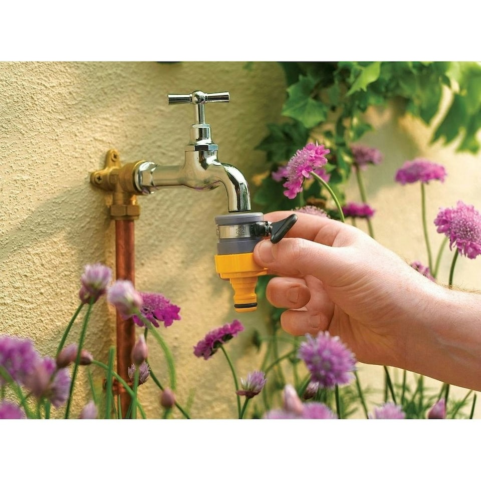 image 1 of Hozelock Universal Round Tap Connector - Yellow - One Size