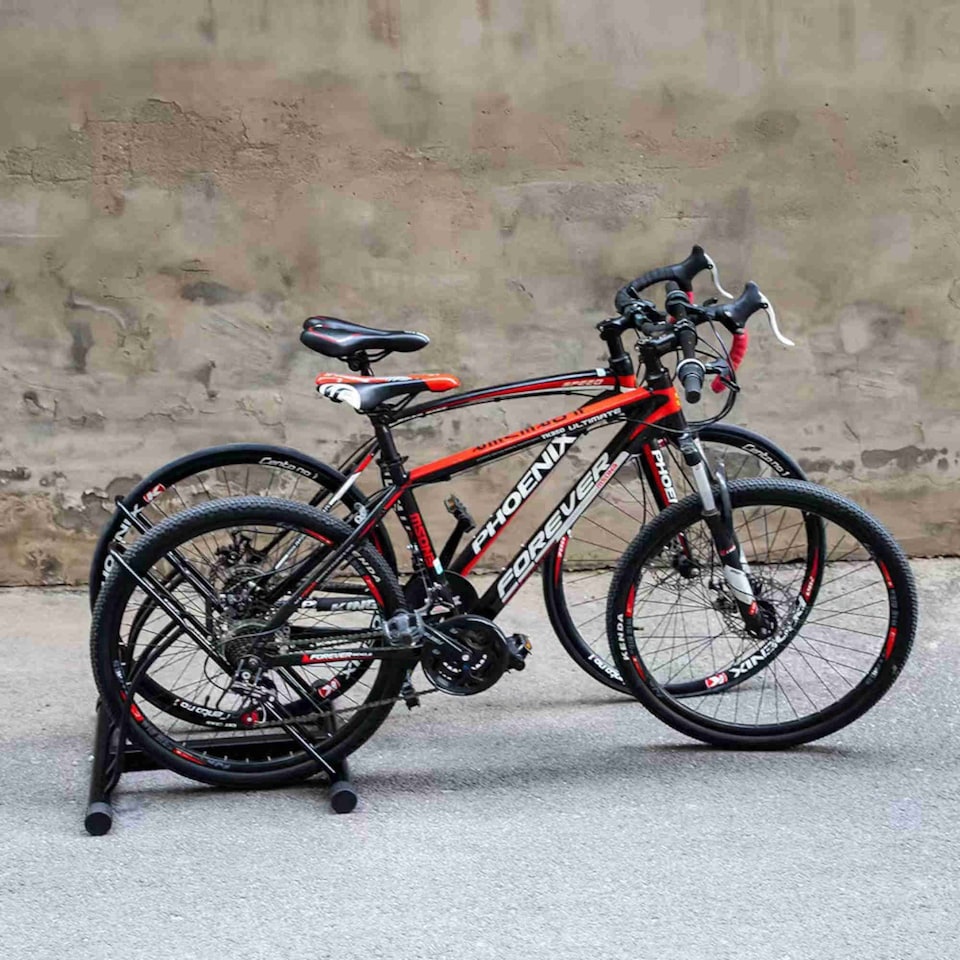 image 1 of Double Heavy Duty Bike Bicycle Floor Parking Stand Holder Storage Rack