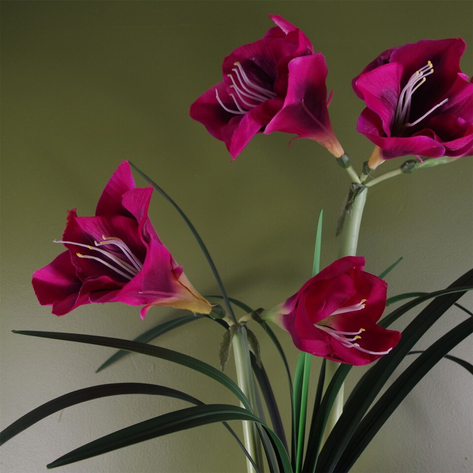 image 1 of Artificial Amarylis Flowering Plant Pink