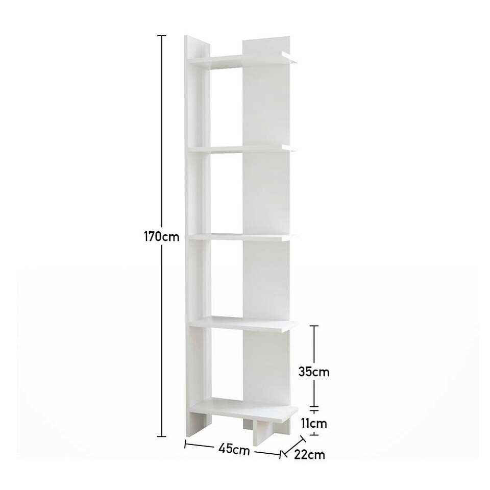 image 1 of Living and Home Modern 5-Tier Corner Bookshelf Sttorage Rack - White