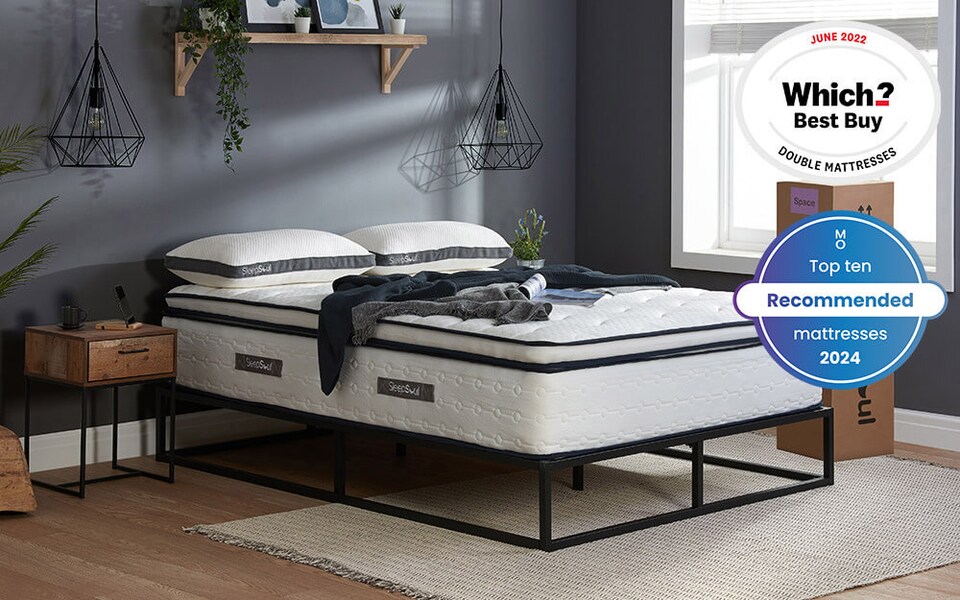 image 1 of SleepSoul Space 2000 Pocket Memory Pillow Top Mattress Double | White | 1