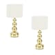 image 4 of ValueLights Marissa Pair of Brushed Gold Stacked Ball Table Lamp Light with LED Bulbs | White