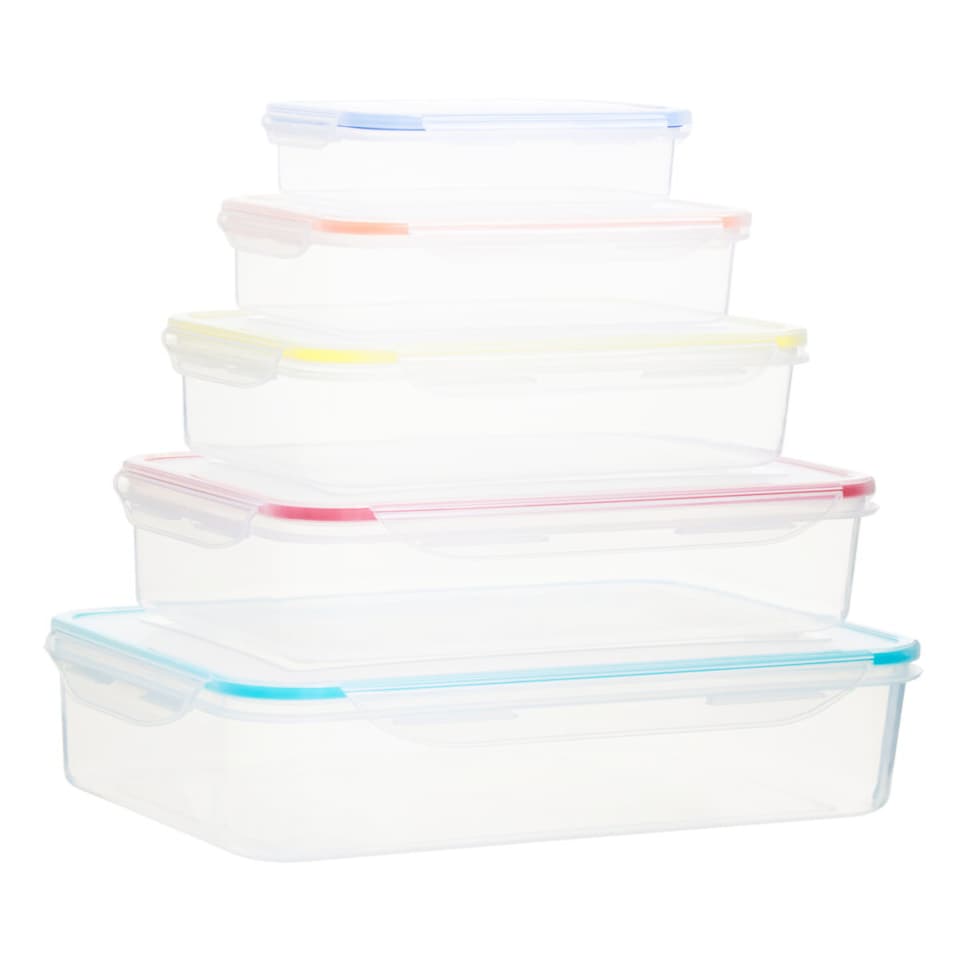 image 1 of Herrela 5pc Rectangular Food Containers with Airtight Lids