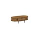 image 2 of Coffee Table Front Rattan Drawer with Metal Legs - MFC/MDF - L55 x W120 x H40 cm - Light Oak Brown