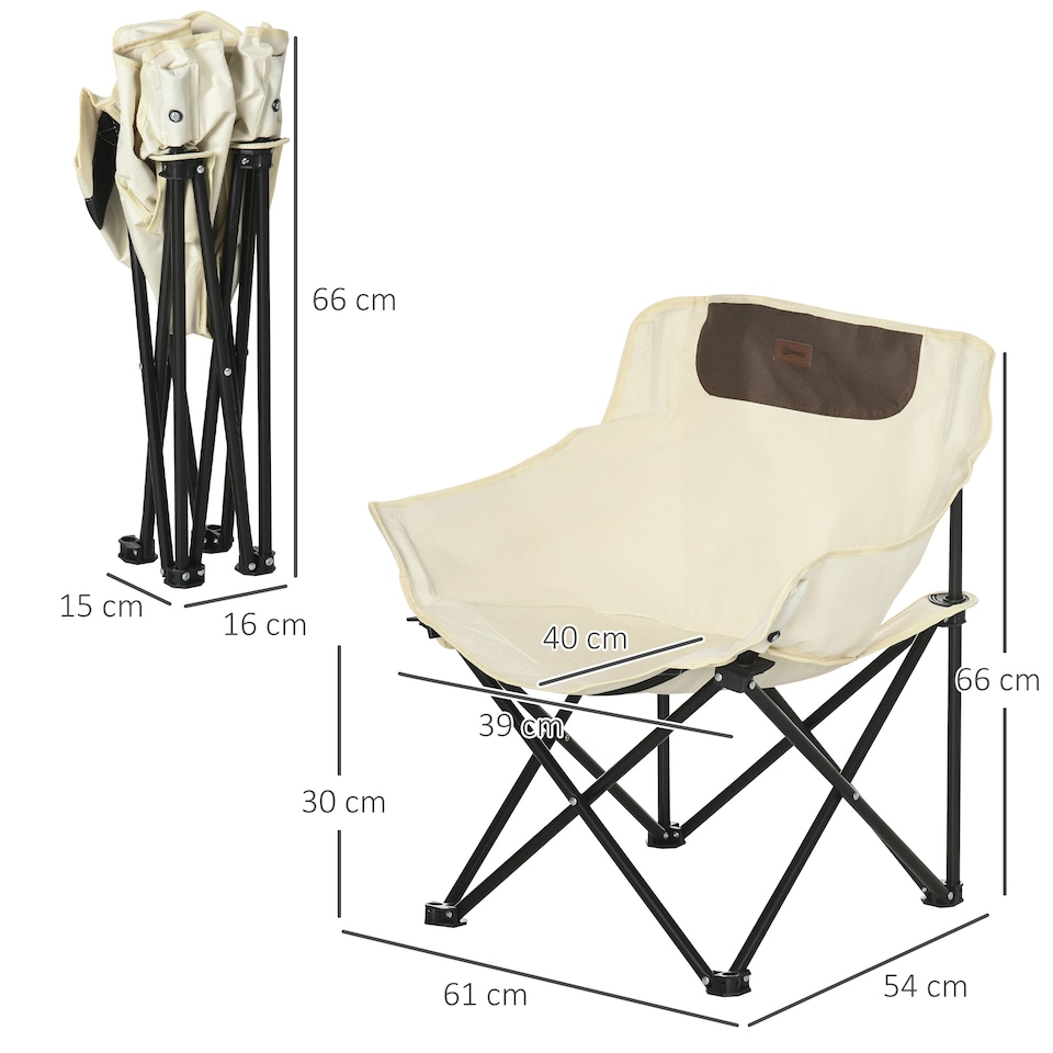 image 1 of Outsunny Camping Chair, Lightweight Folding Chair with Carrying Bag and Storage Pocket, Perfect for Festivals, Fishing, Beach and Hiking, White