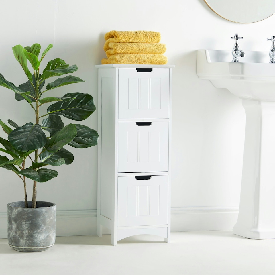 image 1 of VonHaus Holbrook 3 Drawer White Bathroom Drawers
