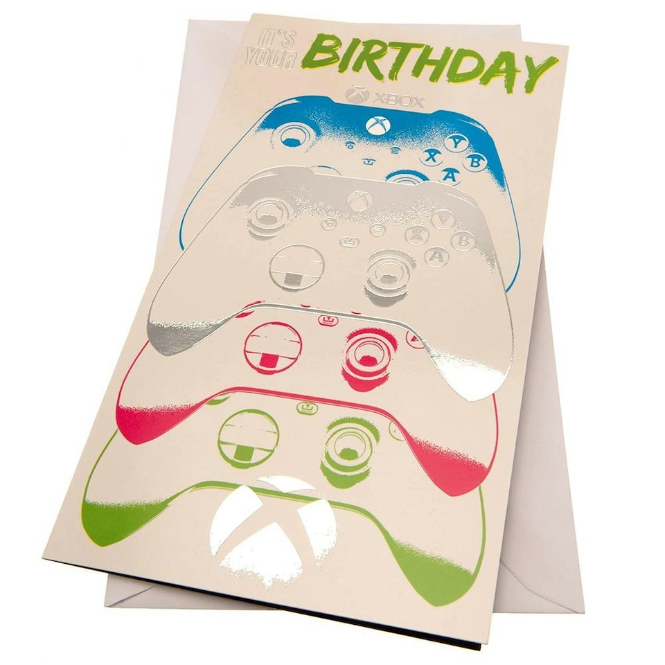 Xbox Game Controller Birthday Card - White/Green/Silver - One Size