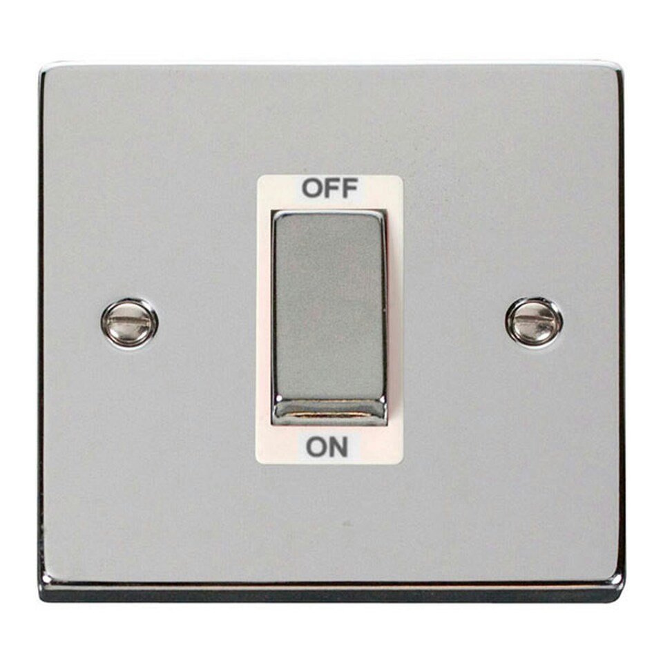 SE HOME Polished Chrome 1 Gang Ingot Size 45A Switch White | Polished Chrome