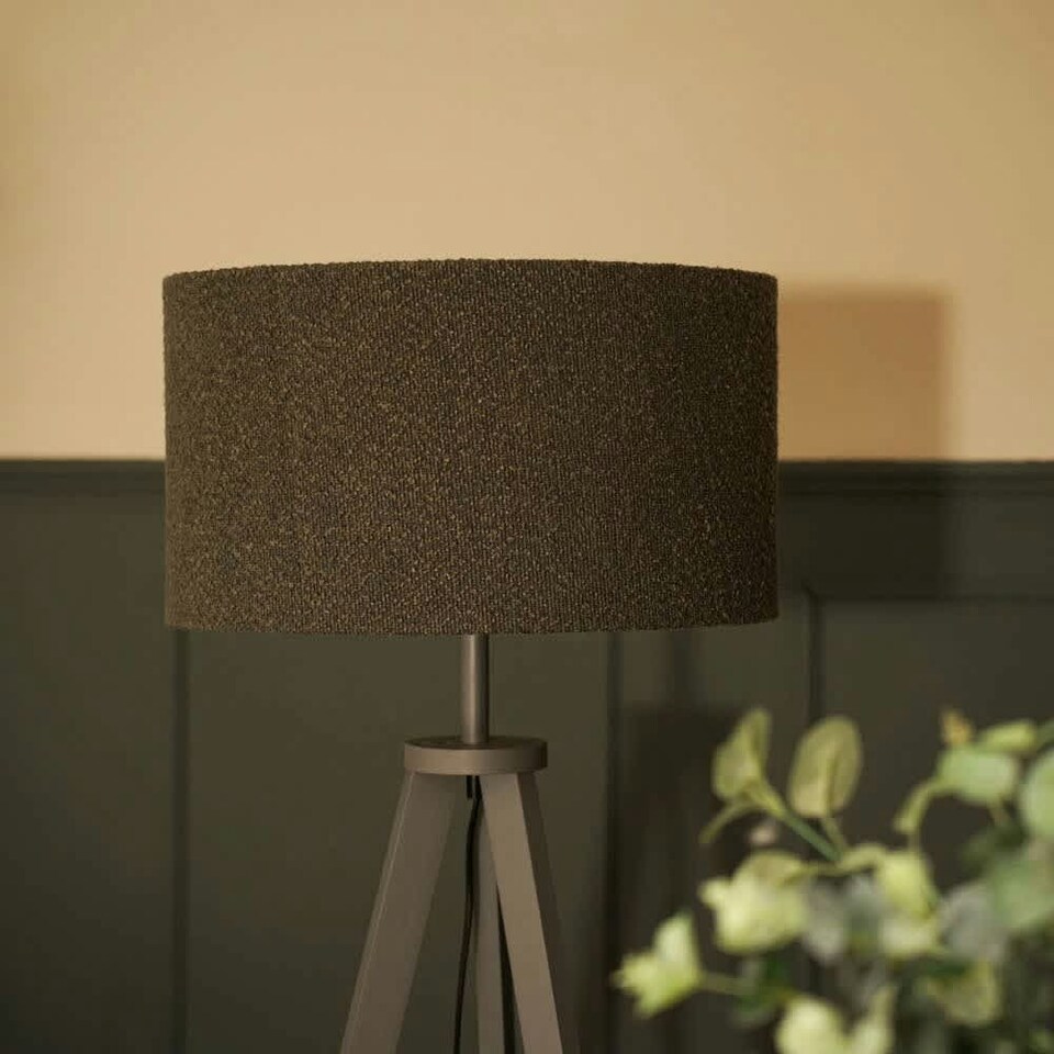 image 1 of ValueLights Morrigan Grey Boucle Shade Grey Tripod Floor Lamp & Bulb Grey