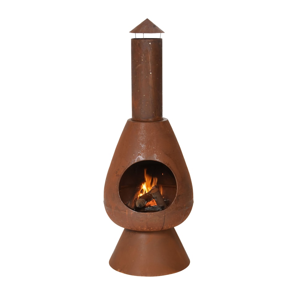 image 1 of JSH Outdoor Fire Chiminea 110cm Log Burner Patio & Garden Heater Easy-Assemble Lightweight Wood Burner - Black or Rust | Black