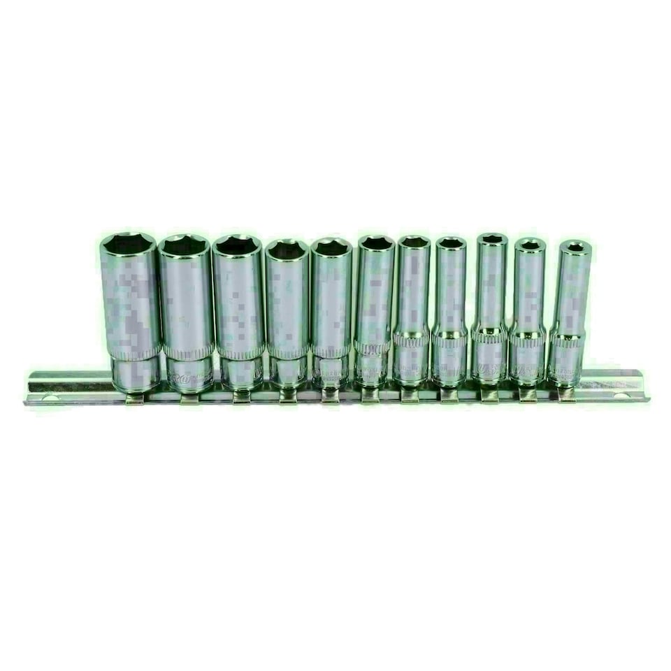 image 1 of 1/4" Drive Double Deep Imperial SAE AF 6 Sided Sockets 5/32" - 1/2" 11pc Set