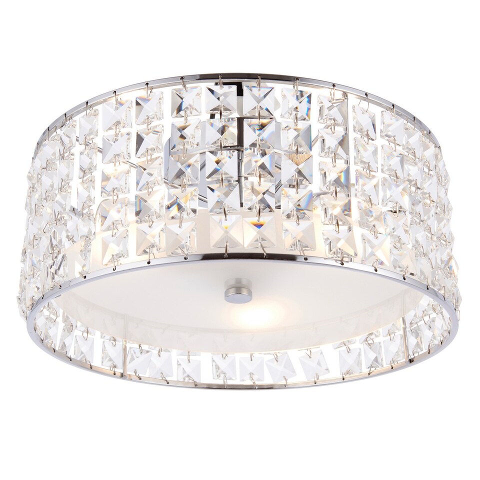 image 1 of Belfont 3 Light Bathroom Flush Ceiling Light Chrome, Clear Crystal Detail IP44, G9