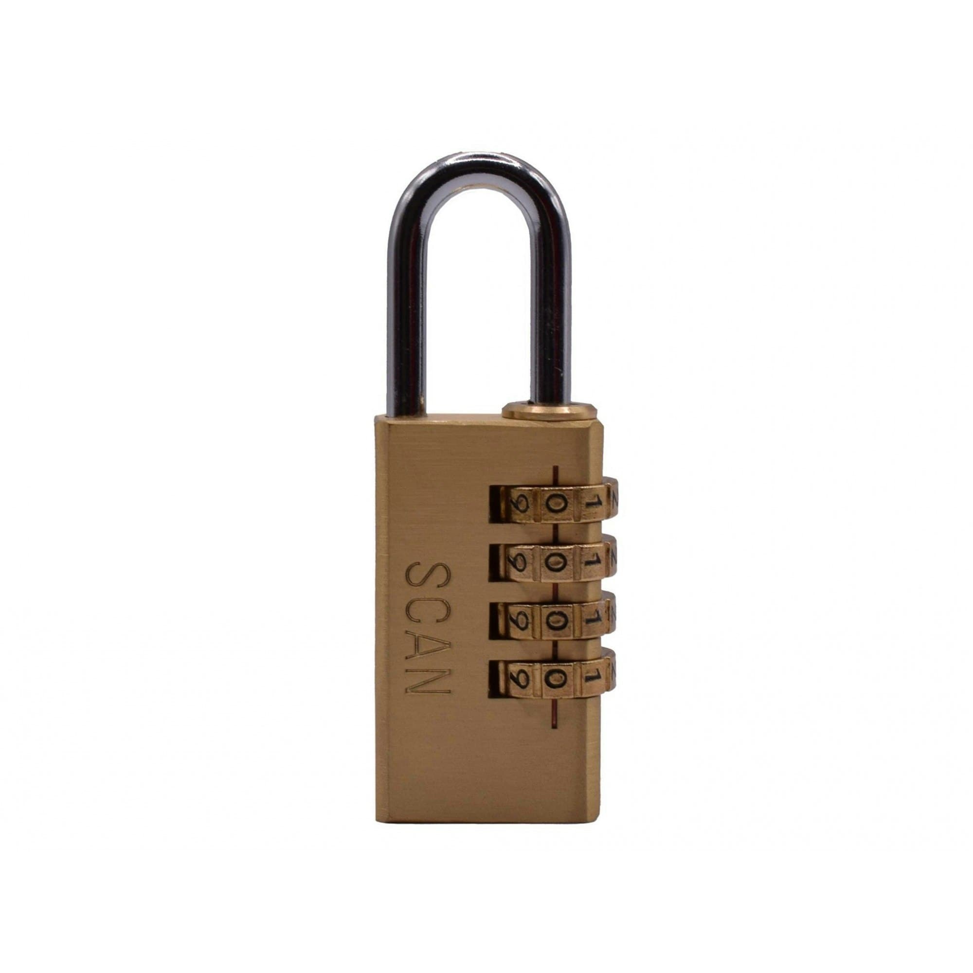 Scan Brass Combination Padlock - Multi Colour - 28mm