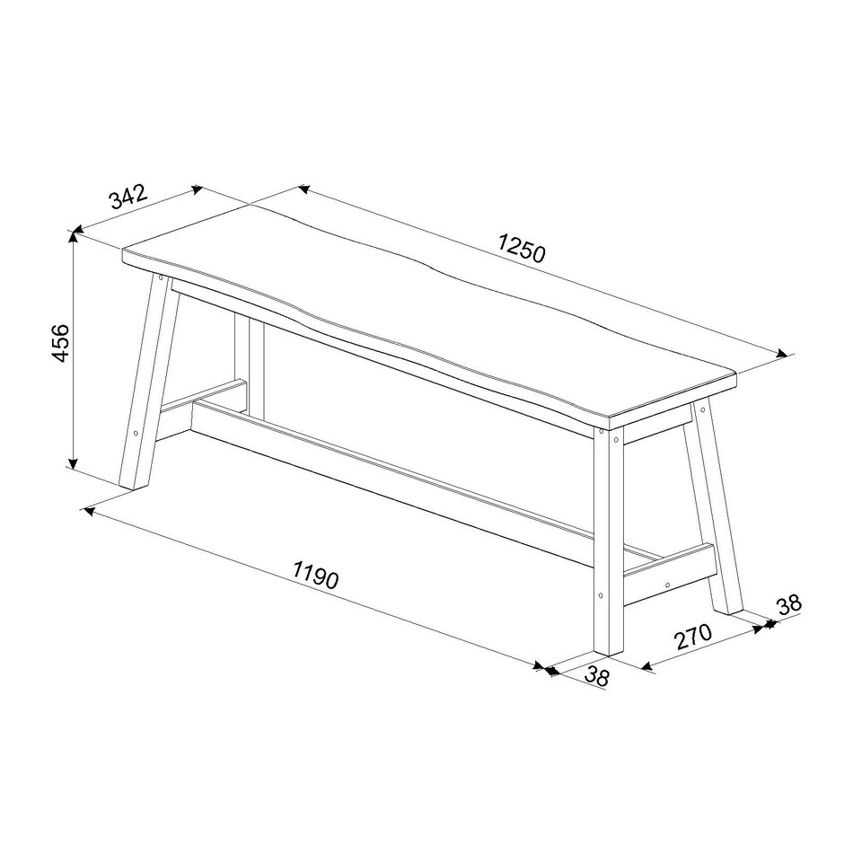 image 1 of Core Products Corona Black, Live Edge Large Dining Bench H45.5cm x W122.5cm x L31.5cm Black