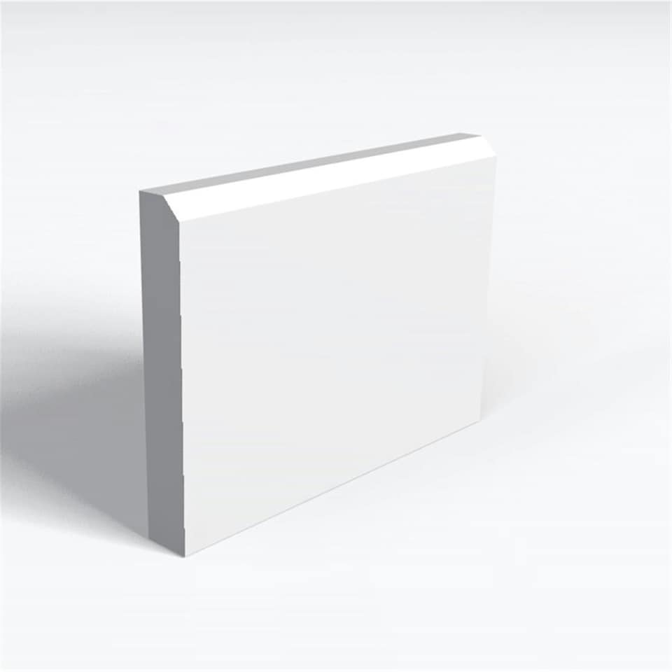 Pack of 10 (Total 10 Units) - MR MDF Primed Chamfered 2 V Groove Skirting Board - 18mm (T) x 69mm (H) x 3050mm (L)