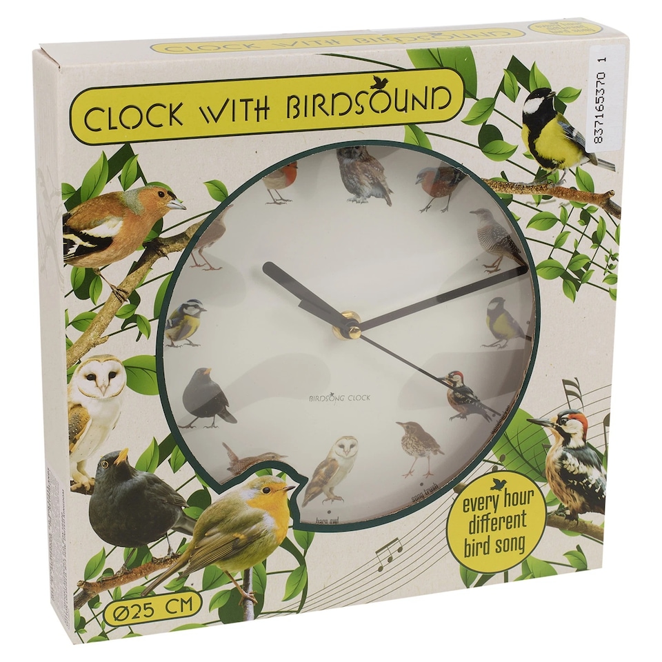 image 1 of Bird Clock With Sounds Singing Birds Hanging Wall Clock With Hourly Sounds
