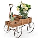 image 1 of COSTWAY Wood Wagon Flower Planter Decorative Pot Stand with Wheels-Coffee