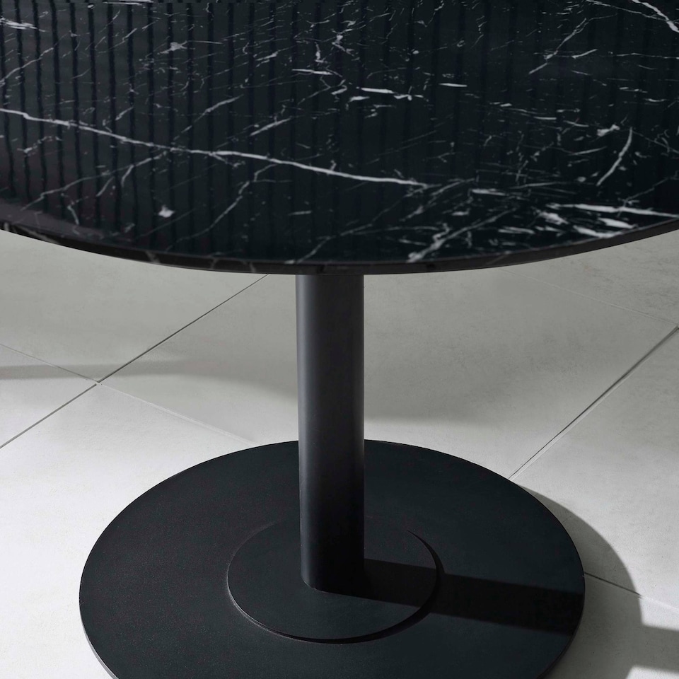 image 1 of Luca Round Pedestal 4 Seater Dining Table - Black Marble Effect