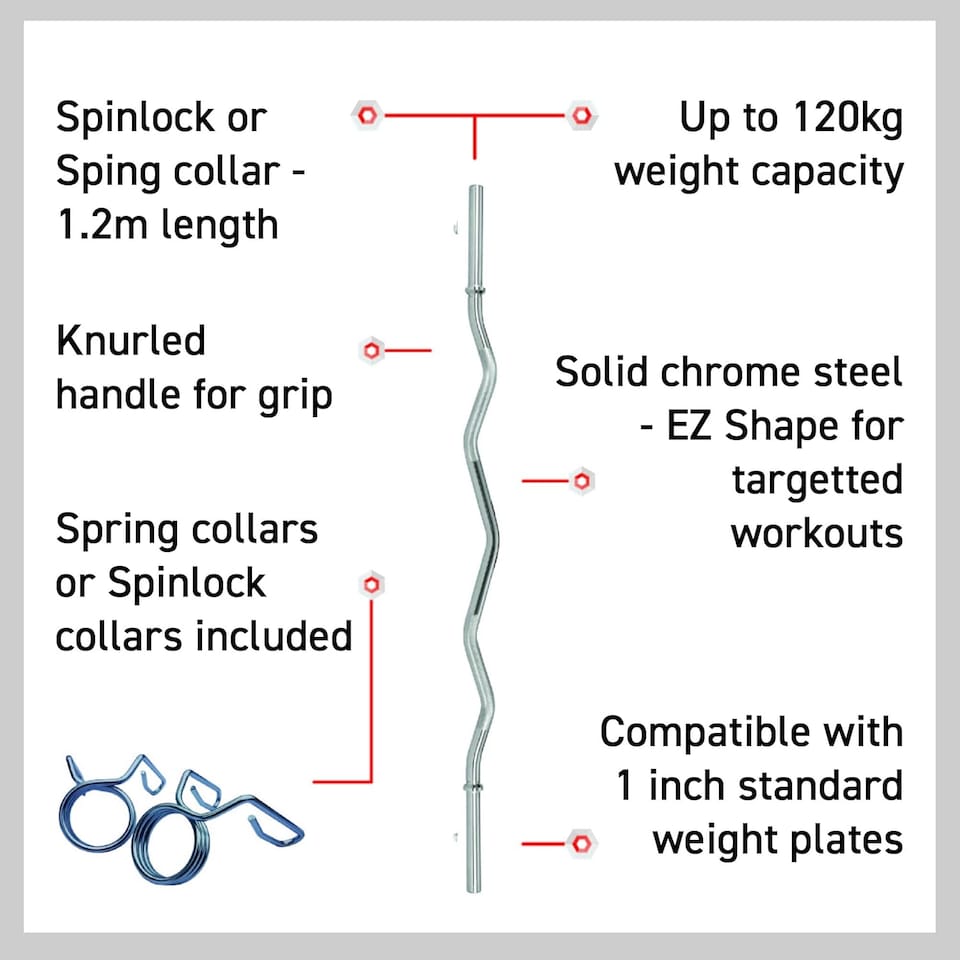 image 1 of Body Revolution EZ 1" Barbell Bar 1.2m Spinlock Collar
