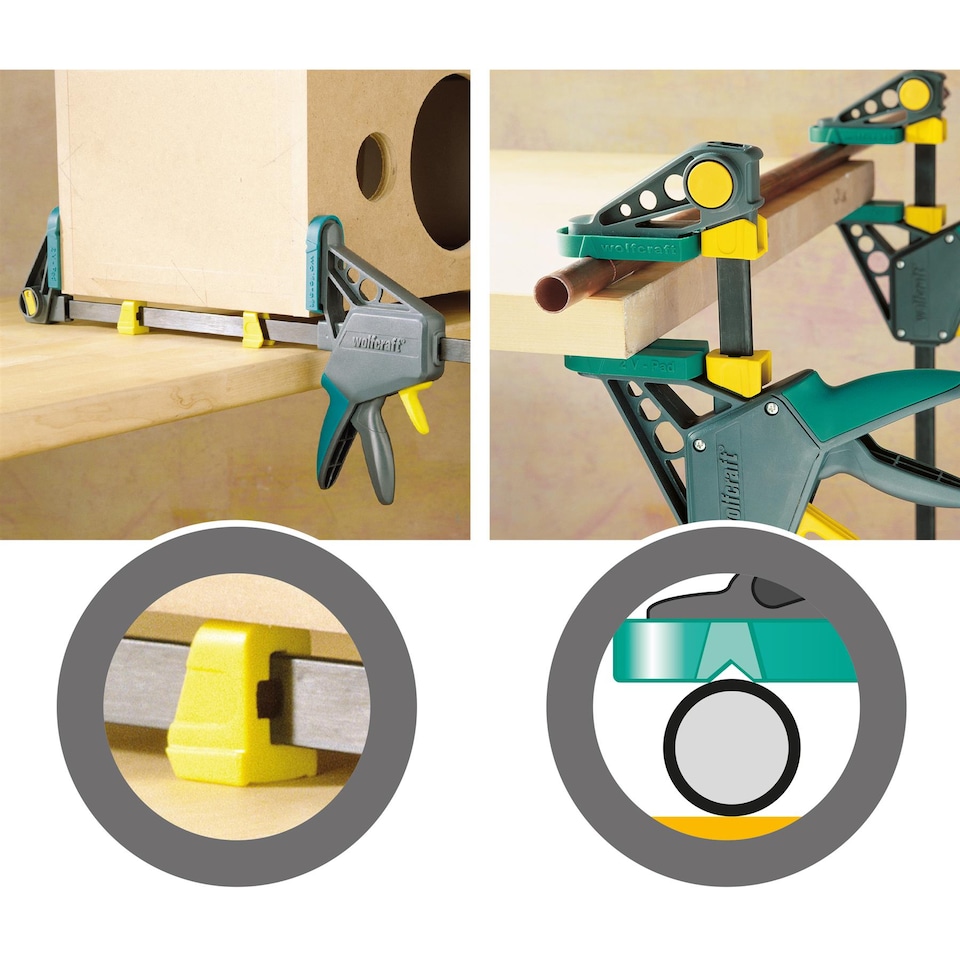 image 1 of wolfcraft EHZ PRO One-Hand Clamp for Clamping and Opening, 100-450 mm