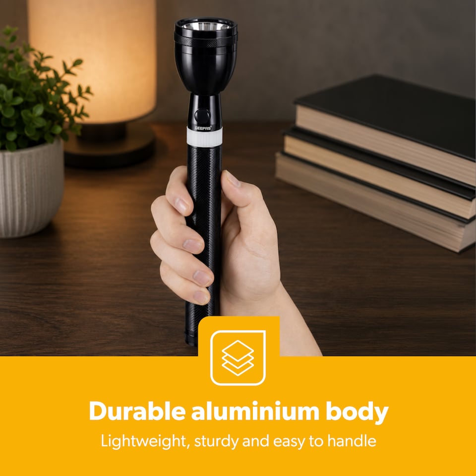 image 1 of GEEPAS Rechargeable LED Torch, 6000mAh Long Battery Life Flashlight