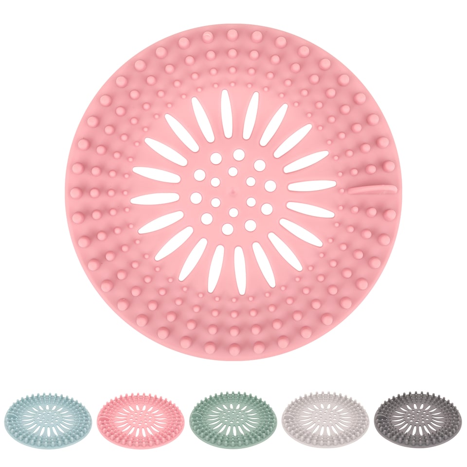 image 1 of Silicone Hair Catcher Shower Drain Guards - Pack of 5