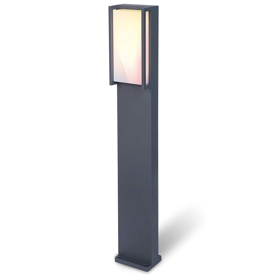 image 1 of CGC MARLA Dark Grey RGB Rectangular LED Post Light | Grey | Dark Grey | Height: 75 cm, Width: 11 cm, Depth: 9.3 cm