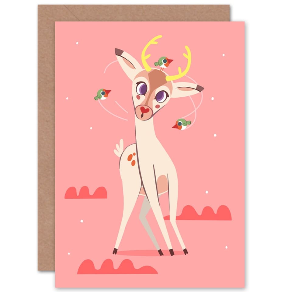 image 1 of Stag Dazed Birds Cute New Baby Her Card