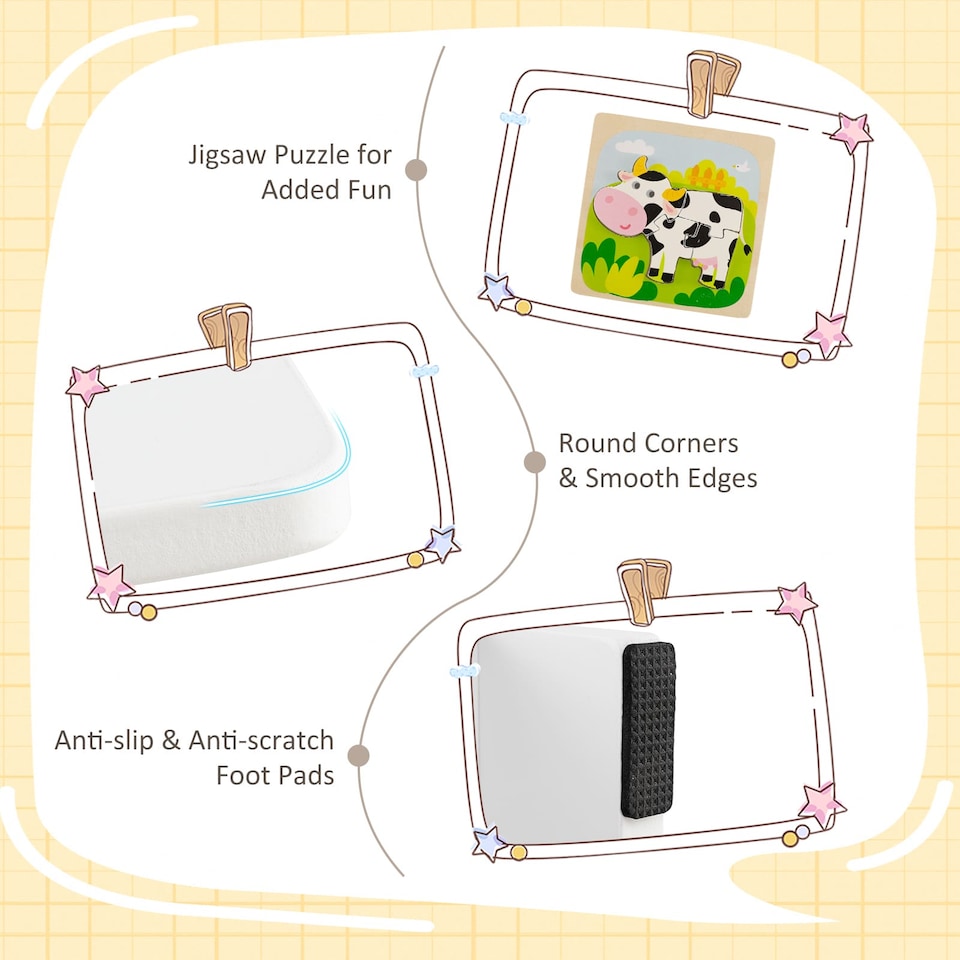 image 1 of COSTWAY Toddler Wooden Activity Table & 2 Chairs Set Cream