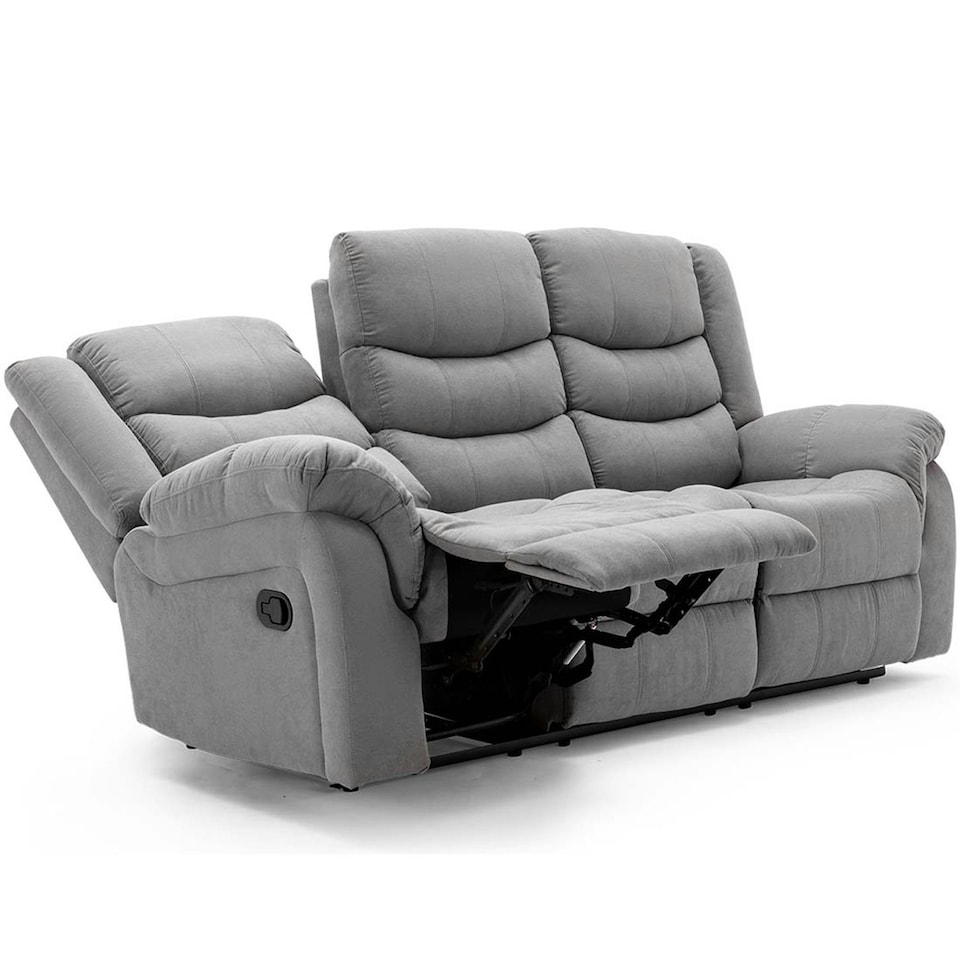 image 1 of Seattle Manual Fabric Recliner 3 Seater Sofa (Grey)