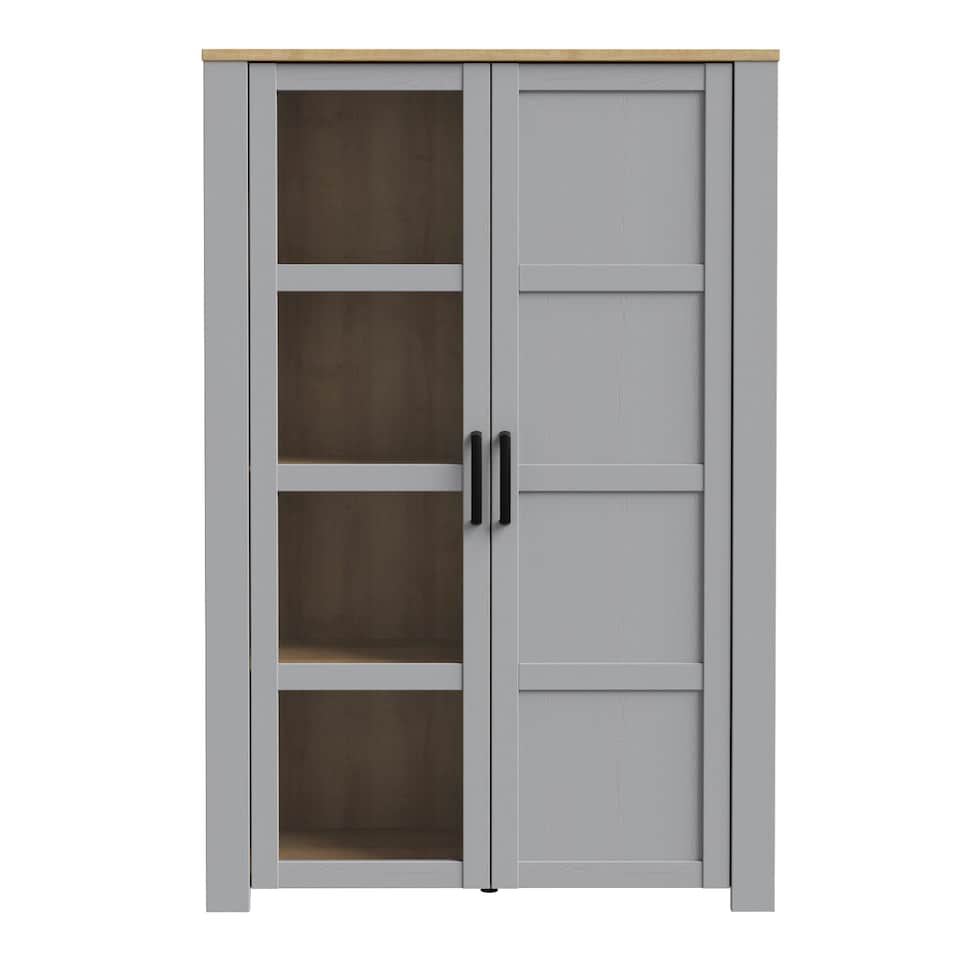 image 1 of Bohol Display Cabinet inc. 2x LED Lights in Riviera Oak/Grey Oak