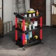 image 8 of HOMCOM 3-Tier Rolling Tool Cart, Tool Trolley on Wheels for Garage, Black | Red | Black and Red
