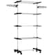 image 1 of HOMCOM 4-Tier Clothes Airer, Stainless Steel Foldable Clothes Drying Rack with Wheels and Wings, Indoor and Outdoor, Easy Assembly, 142 x 55 x 172cm, Black